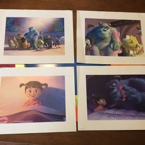 Monsters Inc lithograph set, 4 pictures
